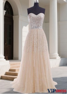 Long Tulle Prom Party Dresses – Sweetheart Neckline A line Gowns