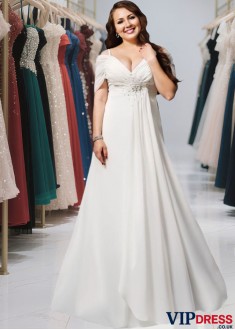 White Off-the-Shoulder Plus Size A-Line Prom Evening Dress