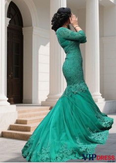UK Mermaid Prom Evening Dresses – V Neck Gowns with Sweep Train