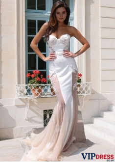 Sweetheart Mermaid Long Prom Dress with Applique – Tulle Evening Gown UK