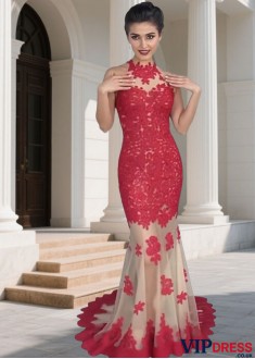 UK Prom Party Dresses – High Neck Sleeveless Mermaid Gowns