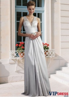 Long Satin Prom Dress with Straps – A Line Princess Evening Gown UK