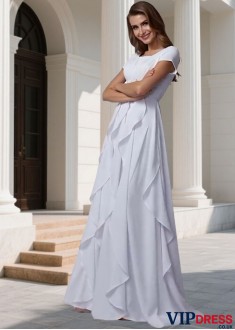 Prom Evening Dress UK – Square Neck Sheath Gown with Sleeves