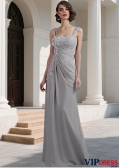 Mermaid Prom Evening Dress – Chiffon Beaded Sleeveless Sheath Gown