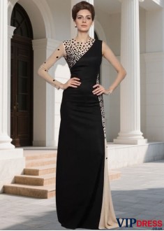 Long Prom Evening Dress – High Neck A line Gown with Beading UK