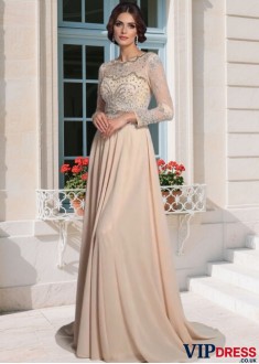 Chiffon Mother of the Bride Evening Dresses – A Line Gowns with Beading