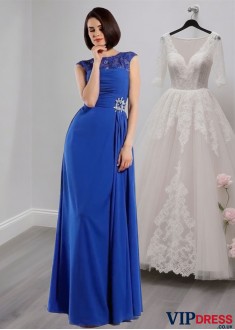 Chiffon Mother of the Bride Evening Dress – Sleeveless A-Line Gown with Applique
