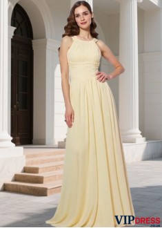 Elegant Bridesmaid Evening Dress – Sleeveless A-Line Floor Length Gown