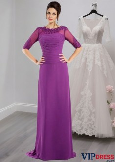 Elegant Chiffon Scoop Neck Mother of the Bride Gowns Online with Appliques