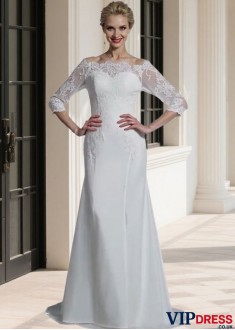 Off-The-Shoulder Lace Mermaid Wedding Dress – Half Sleeve Bridal Gown