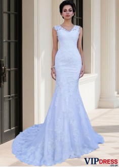 V-Neck Sleeveless Mermaid Bridal Gown