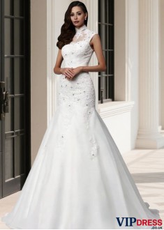 Beaded Organza Trumpet Wedding Gown