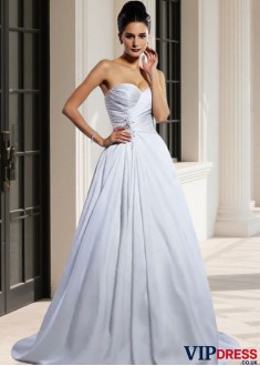 Sweetheart Satin A-Line Wedding Dress with Cathedral Train