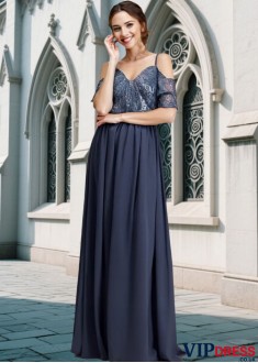 Chiffon Spaghetti Strap Bridesmaid Dresses with Beading