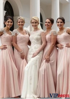 Chiffon Bridesmaid Dress with Beading – Floor Length A-Line Gown Online