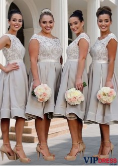 Off The Shoulder Elastic Satin Knee Length Bridesmaid Dress UK