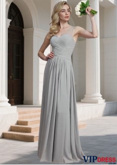 V Neck Sleeveless Bridesmaid Dress | Floor Length A Line Gown
