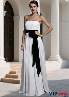 Empire Waist Strapless Chiffon Bridesmaid Dress – Sheath Silhouette Long Gown