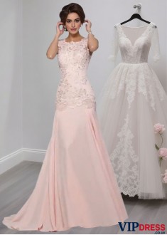 Pink Mermaid Formal Mother Gowns with Beading and Applique 