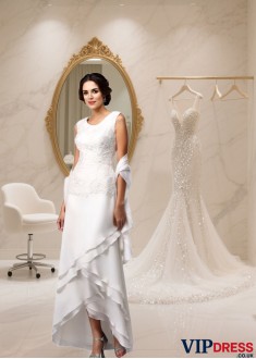 Lace Embellished Chiffon Sleeveless Ankle Length Mother of the Bride Dress