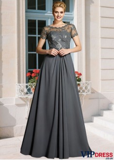 Elegant Applique Chiffon Scoop A-Line Mother of the Bride Dress