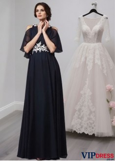 Mother of the Bride Dress with Straps Neckline and 1/2 Sleeves