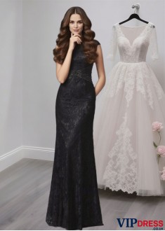 Lace Sheath Mother of the Bride Dress – High Neck Sleeveless Evening Formal Gown