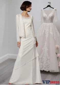 Scoop Neck Chiffon Mother of the Bride Dress – Sleeveless Floor-Length Gown