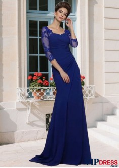 Elegant Chiffon Mother of the Bride Dress – Sweetheart Neck Trumpet Mermaid Gown with 3/4 Sleeves