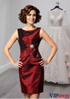 Scoop Neck Mother of the Bride Dress – Sleeveless Knee-Length Sheath Gown