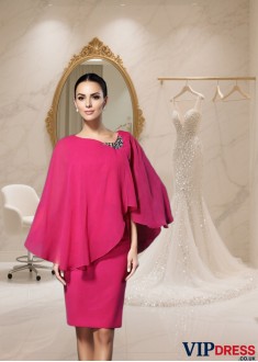 Scoop Neck Sleeveless Chiffon Knee-Length Mother of the Bride Dress with Beading