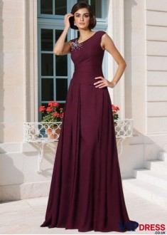 Elegant Sleeveless Chiffon Mother of the Bride Dress with Beading – A-Line Floor Length