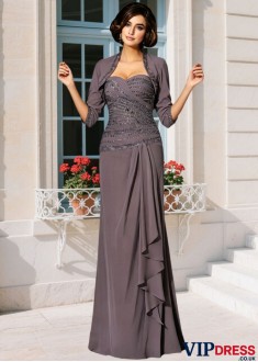 Elegant Beaded Chiffon Sweetheart Mother of the Bride Dress