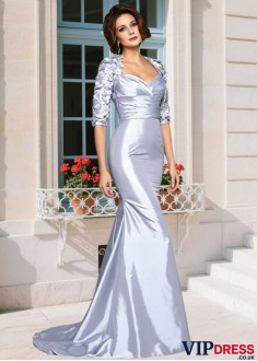 Half Sleeve Applique Mother of the Bride Trumpet Gown