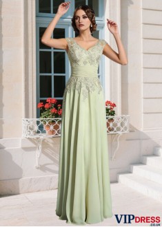Elegant Chiffon Mother of the Bride Dress V-Neck A-Line Applique