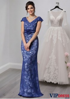 Elegant Satin V-Neck Mermaid Mother of the Bride Dress with Beading & Applique