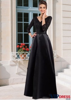 Mother of the Bride Dress with Beading – Floor Length Gowns with 3/4 Sleeves