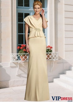 Elegant Sheath Mother of the Bride Dress Silk Satin V-Neck