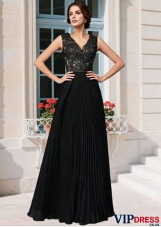 Elegant Chiffon Mother of the Bride Dress V-Neck A-Line Lace