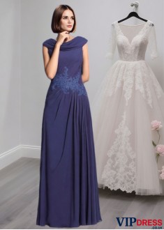 Sleeveless Chiffon A-Line Mother of the Bride Dress with Pleated Details