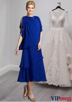 Ankle Length Sleeveless Mother of the Bride Dress with Scoop Neckline and Applique