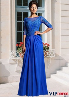 Chiffon Bateau Neck Empire Waist Mother Dress
