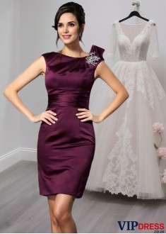 Scoop Neck Sleeveless Knee-Length Mother of the Bride Dress with Beading