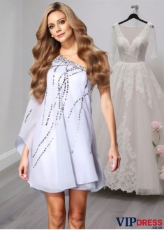 One-Shoulder Sequin Chiffon Short Dress – Sleeveless A-Line Mini Party Dress