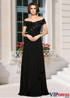 Empire Waist A-Line Mother of the Bride Dress Short Sleeves Chiffon