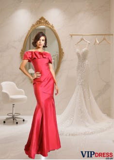 Strapless Taffeta Mermaid Mother of the Bride Dress with Sweep Train