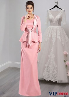 Sleeveless Mother of the Bride Dress with Square Neck and Floor-Length Sheath Silhouette