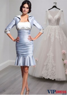 Short Taffeta Mother of the Bride Outfits Sale with Strapless Neckline