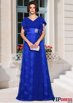 Short Sleeve Chiffon Mother of the Bride Dress