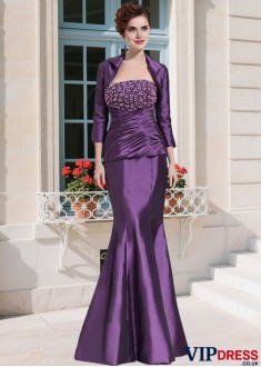 Elegant Mermaid Mother of the Bride Dress Strapless Taffeta